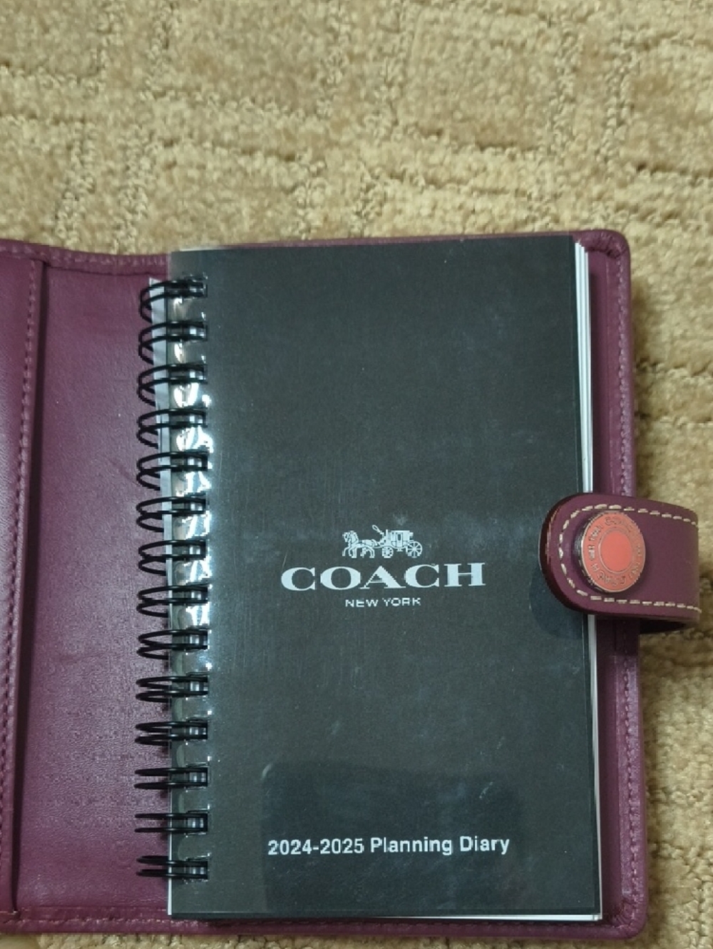 Coach small Planner. Pink Leather Snap Wallet With Dark Purple Trim. - Picture 5 of 16